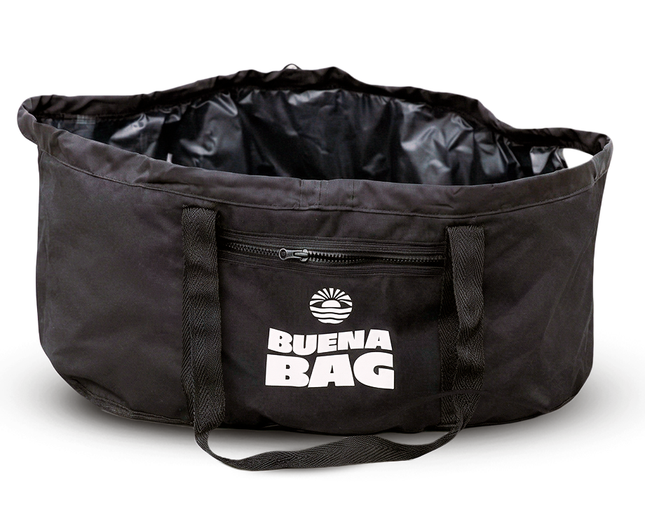 Buena Bag — bolsa impermeável azul piscina com estampa de ondas